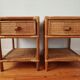 Pair of bedside tables in rattan and wicker - circa 1970