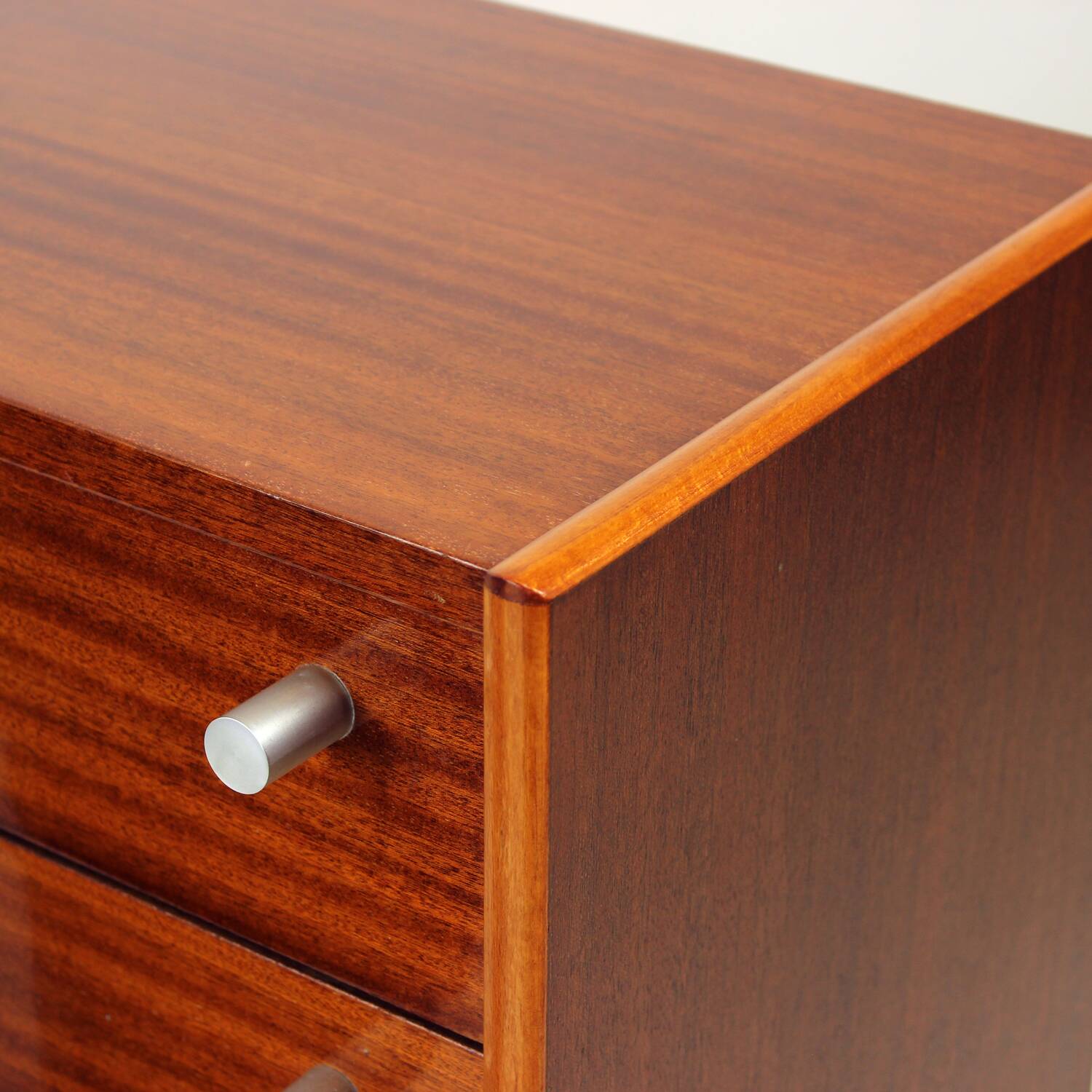 Set Of 2 Square Bedside Tables In Mahogany, Czechoslovakia 1970s