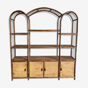 Large rattan shelf with canine doors