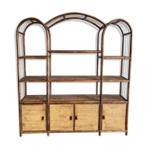 Large rattan shelf with canine doors
