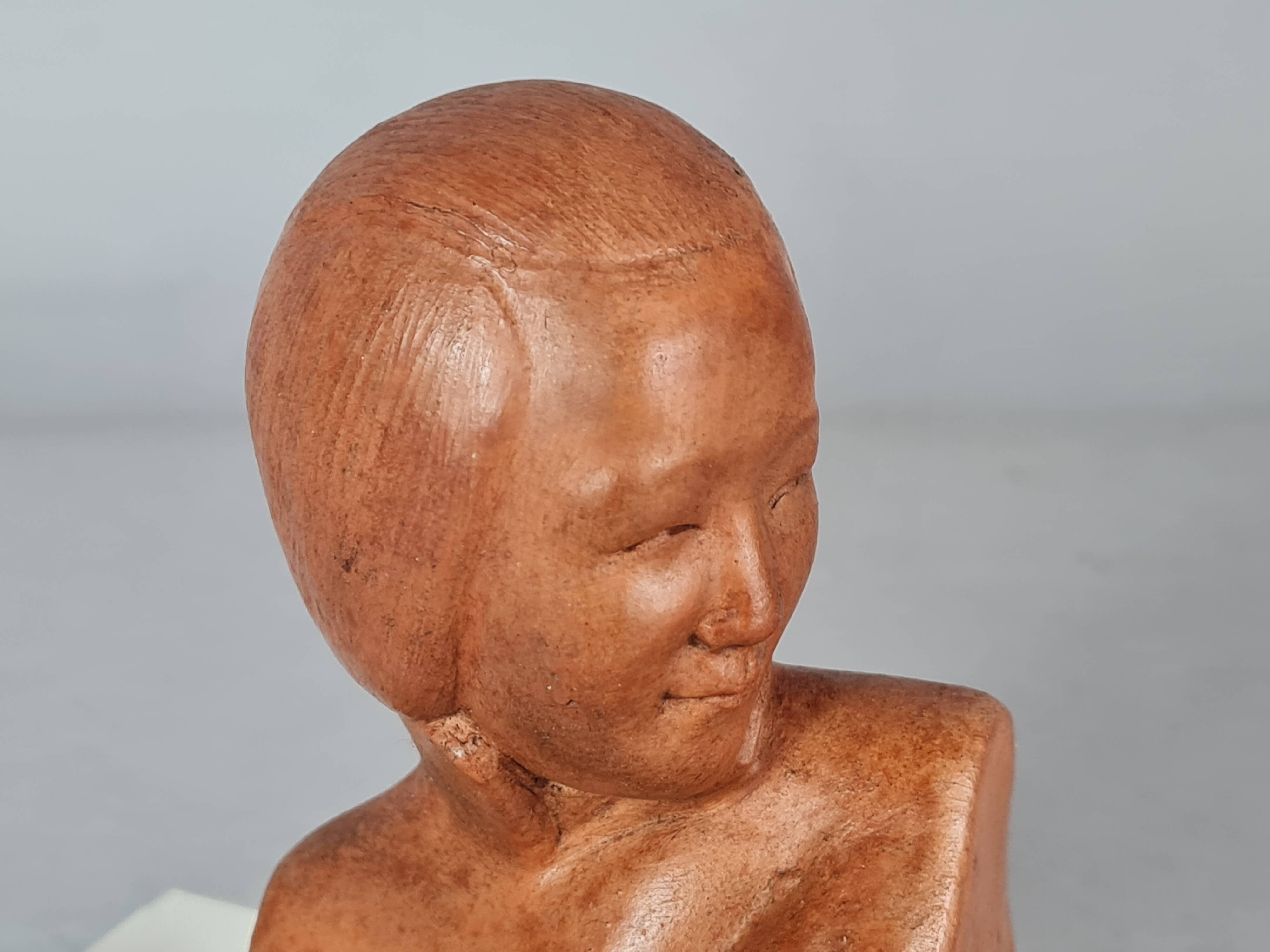 Gaston Hauchecorne bust of young woman terracotta artist's proof dated 1942 Signed 085