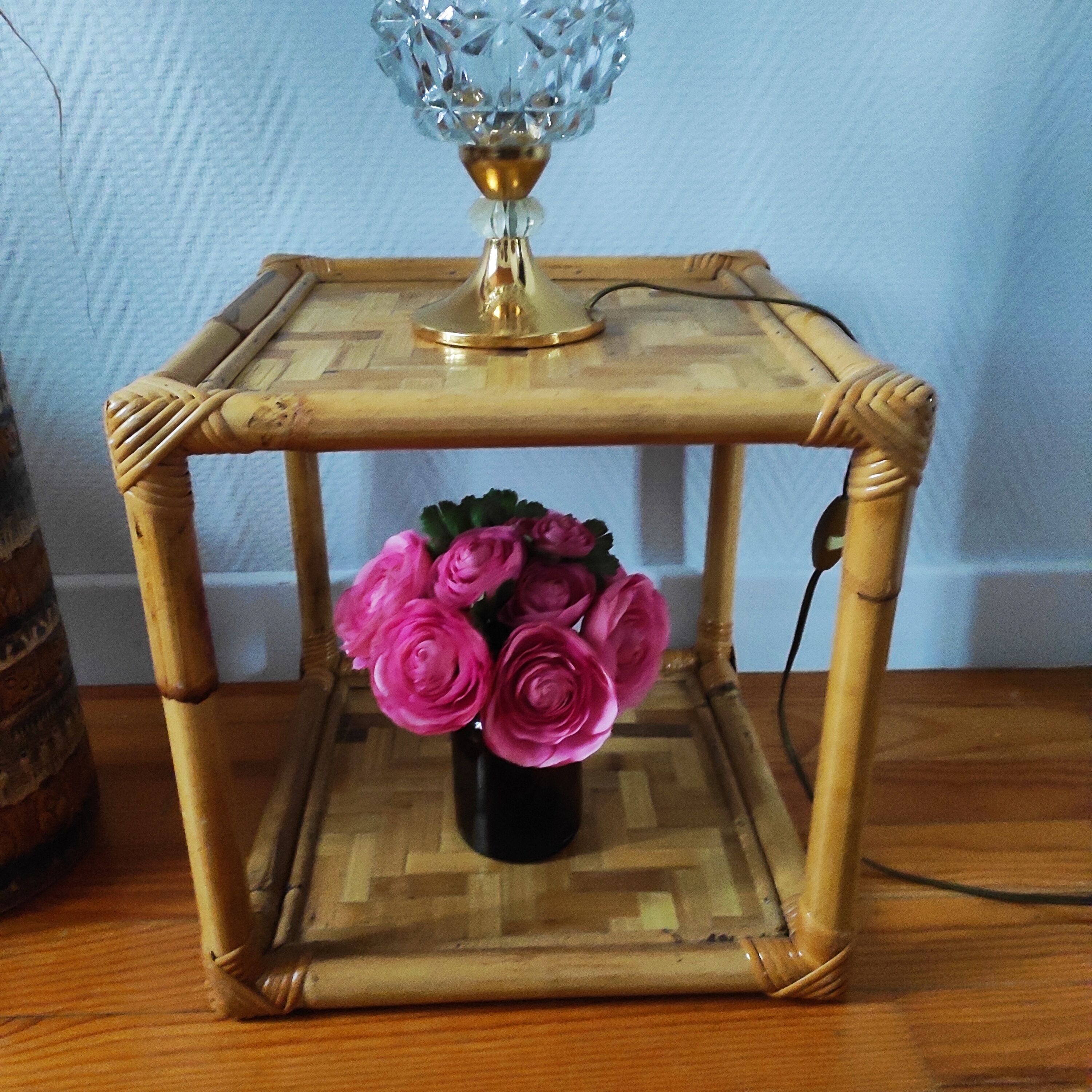 Pair of rattan bedside tables