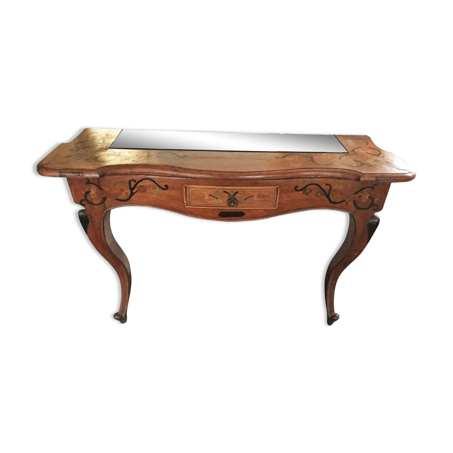 Wooden Console with Smoked Glass, 1950s