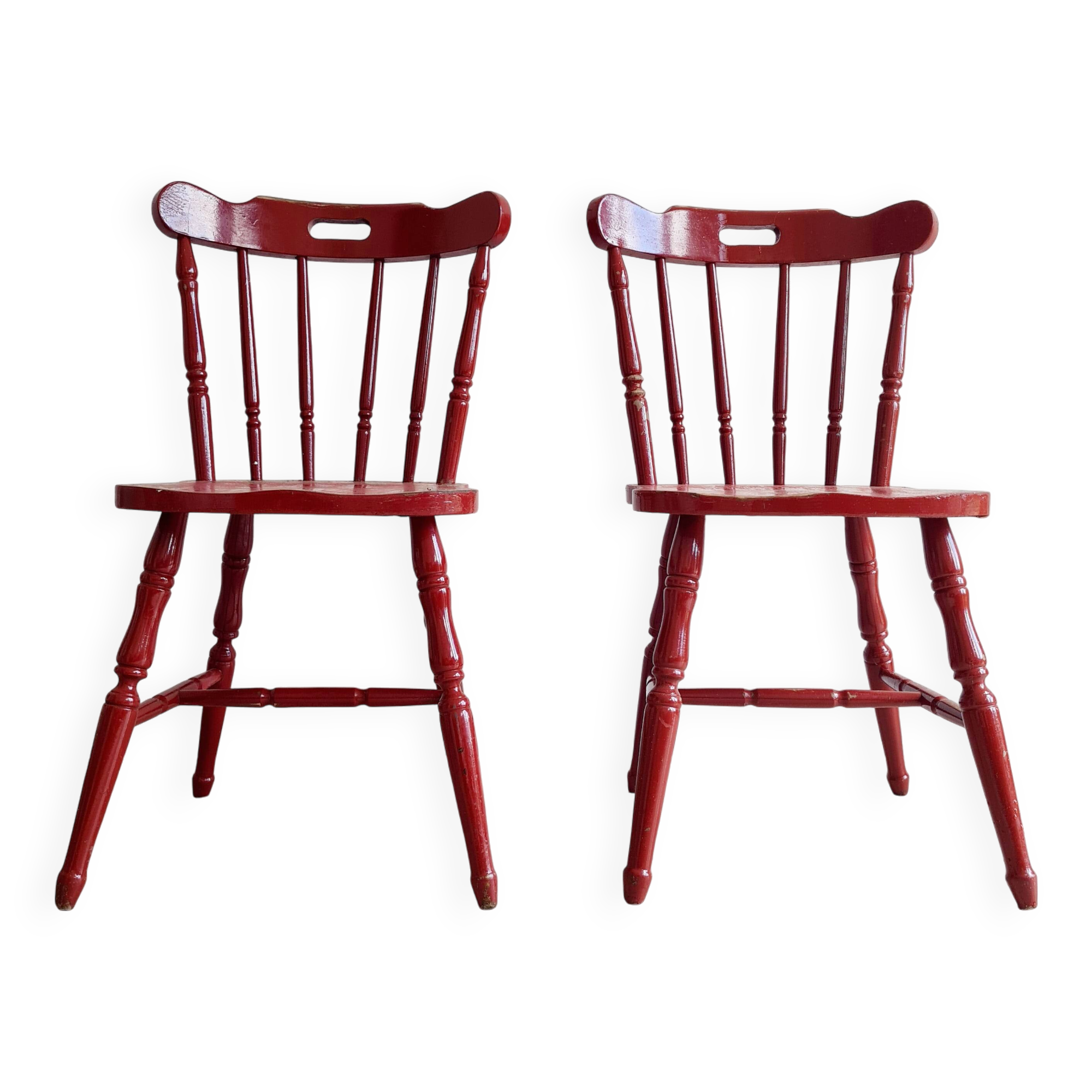 Antique Western bistro chairs in patinated red