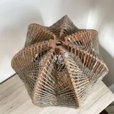 Lamp In Turned Wood And Wool Vintage Scandinavian 1960s