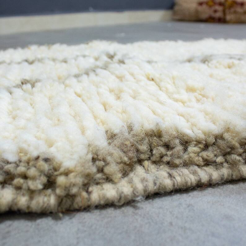 Tapis couloir décoré tissé en laine naturel taille 90cm×300cm