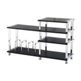 Vintage Hi-Fi furniture in lacquered wood and chrome iron, Spain, 1980