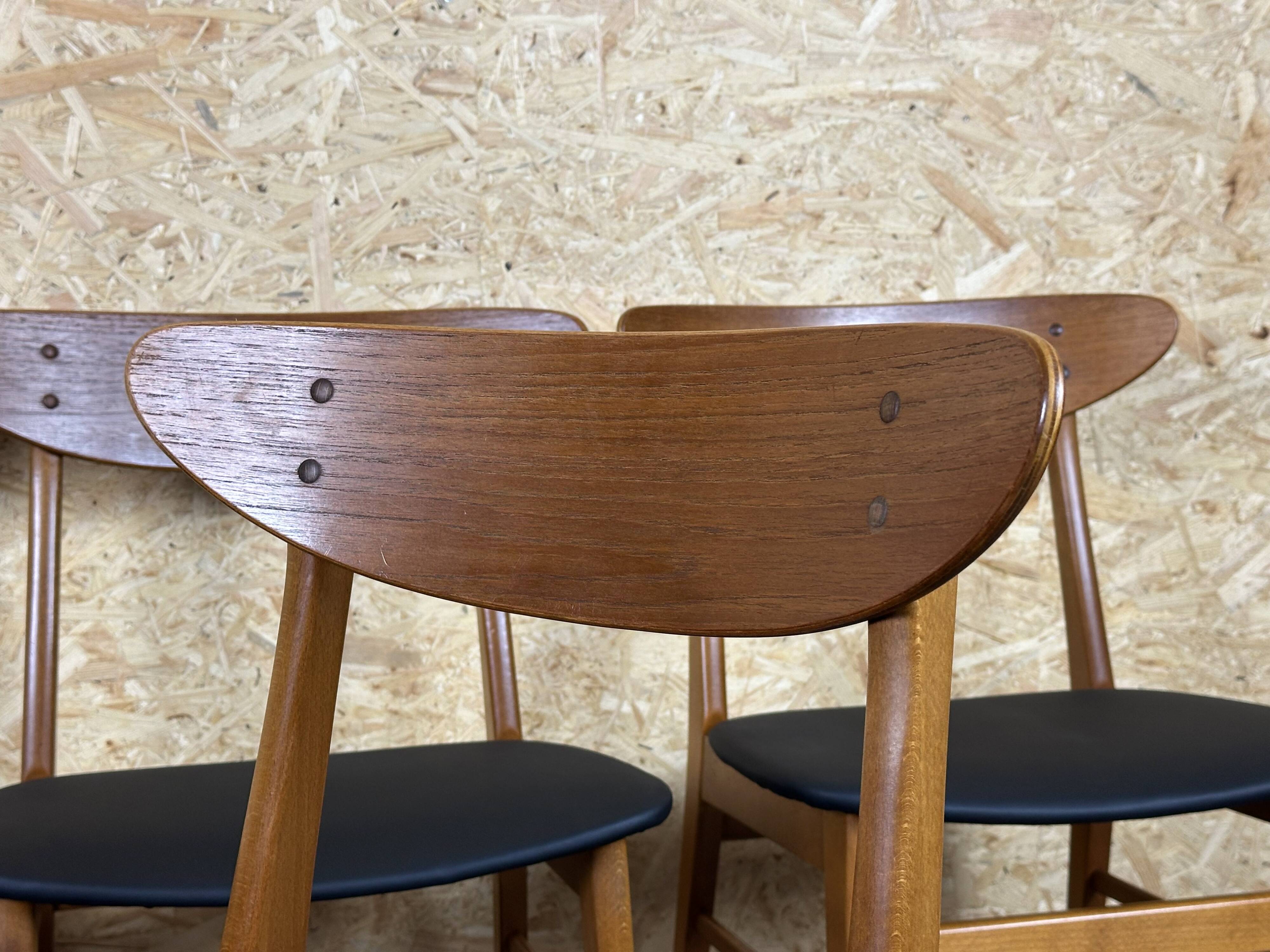 4x 60s 70s Teak Dining Room Chairs Danish Modern Design