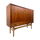 Danish midcentury teak credenza highboard by Ejvind A Johansson