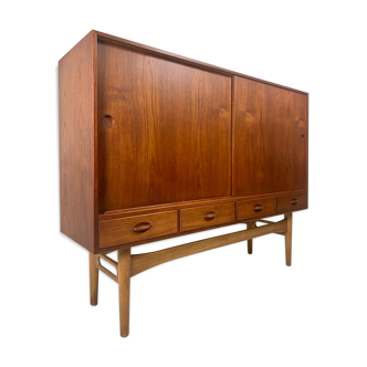 Danish midcentury teak credenza highboard by Ejvind A Johansson