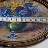 Bouquet painting on hardboard