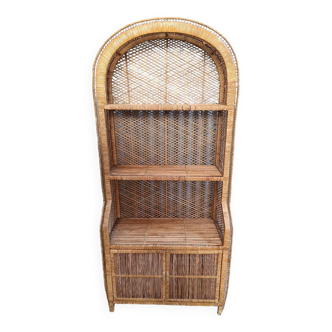 Emmanuelle style vintage rattan wicker bookcase