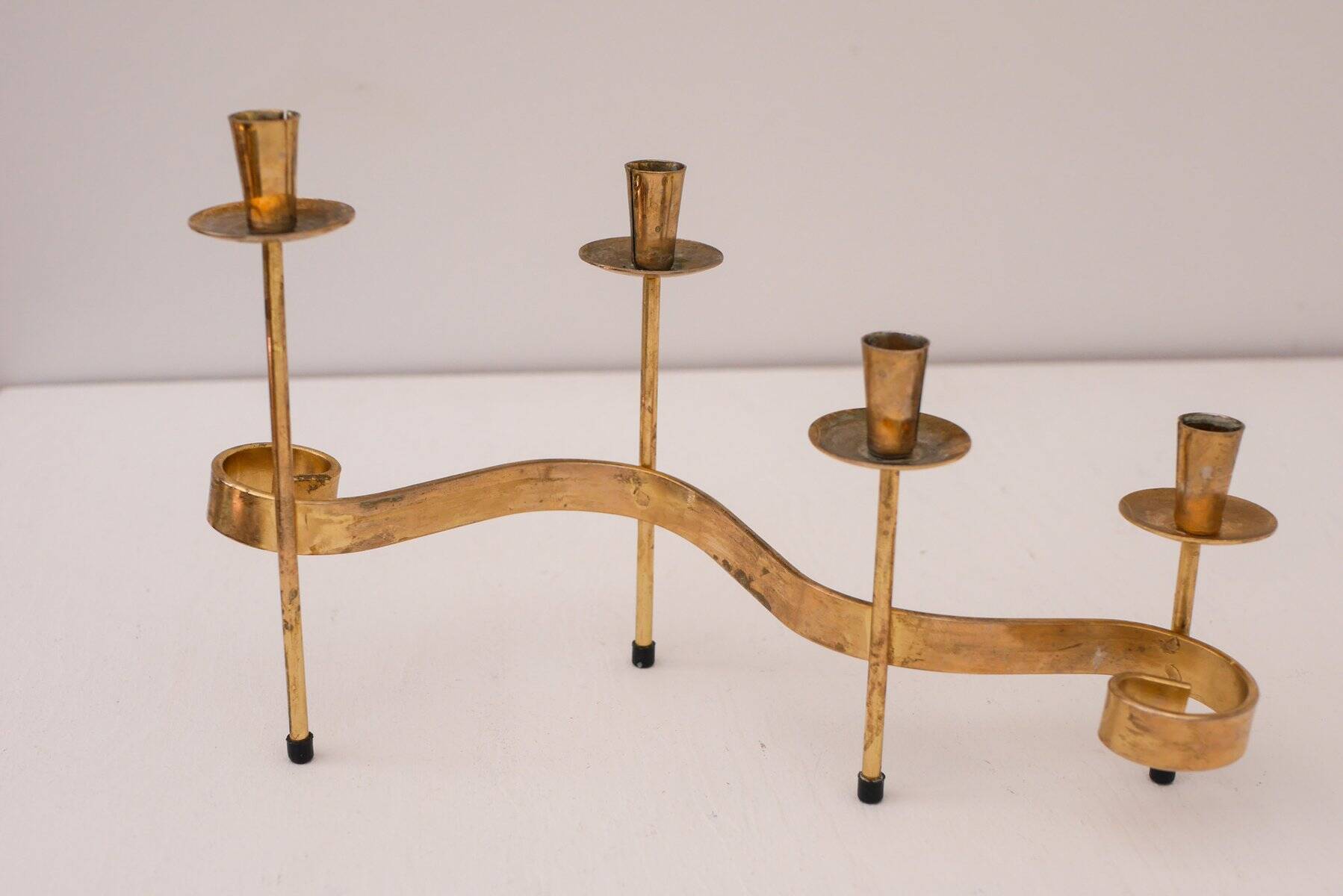 Mid-century modern metal candlesticks by Gunnar Ander for Ystad-Metall, Sweden, 1960s