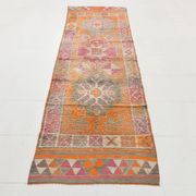 Pink Oriental Vintage Runner Rug, 86x309Cm