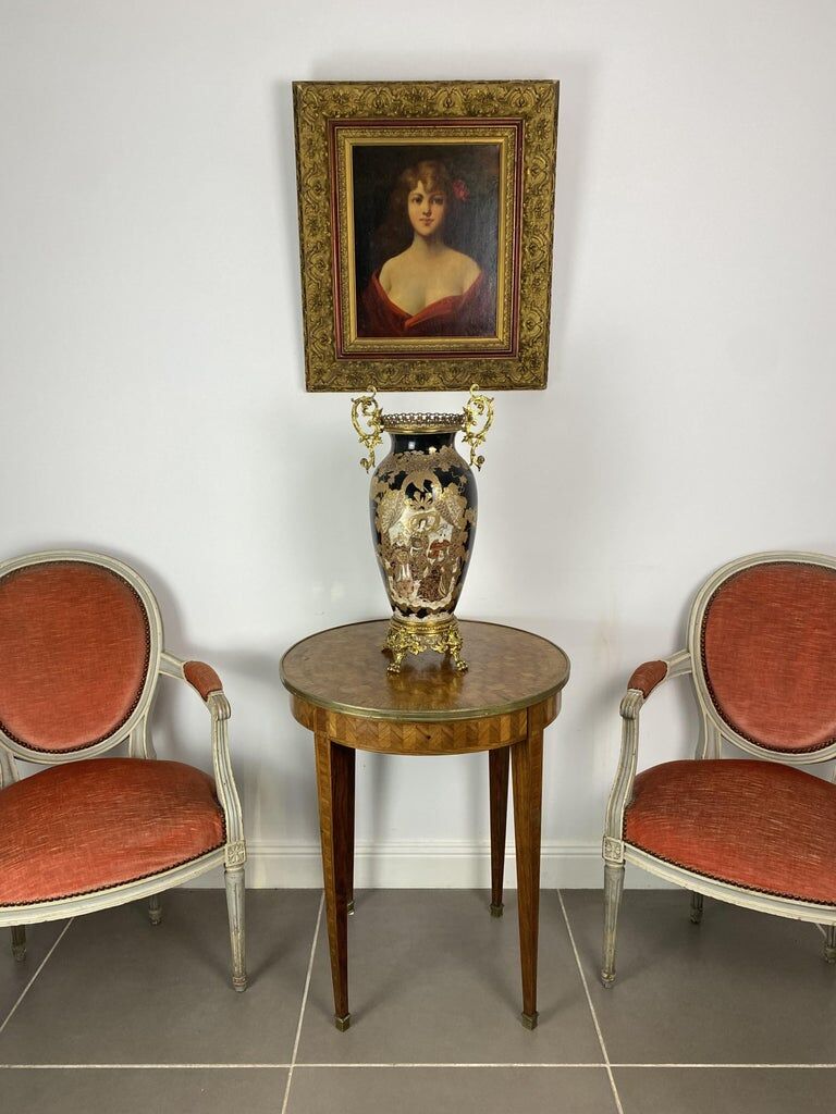 Satsuma porcelain vase from Japan and XIXth century gilded metal