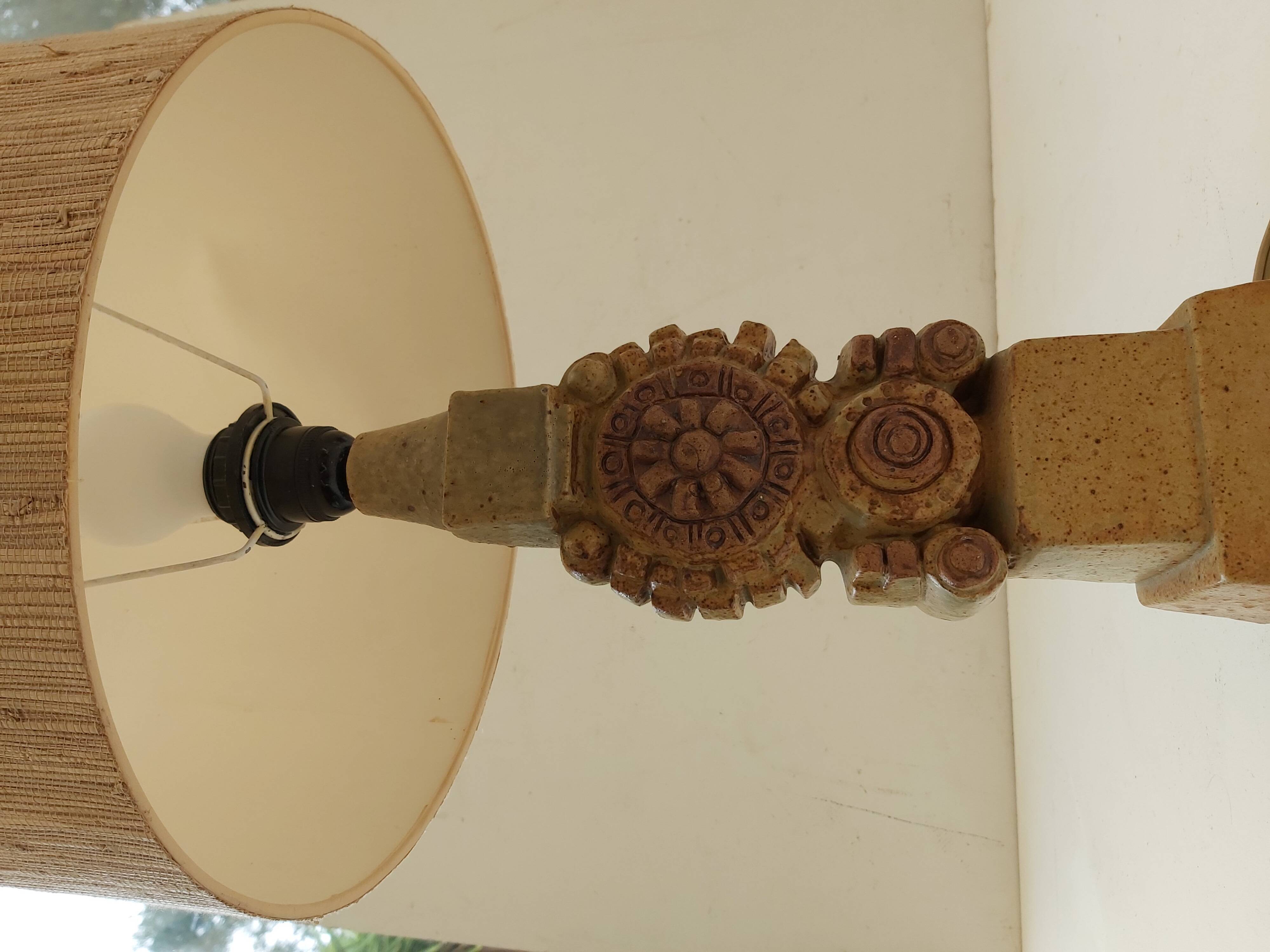 Bernard Rooke vintage sandstone brutalist lamp