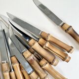 Set of 12 knives with bamboo handle