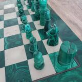 Malachite and white marble chessboard