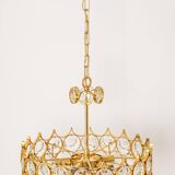 Brass and crystal chandelier designed by Sciolari for Palwa, Germany, 1970s.