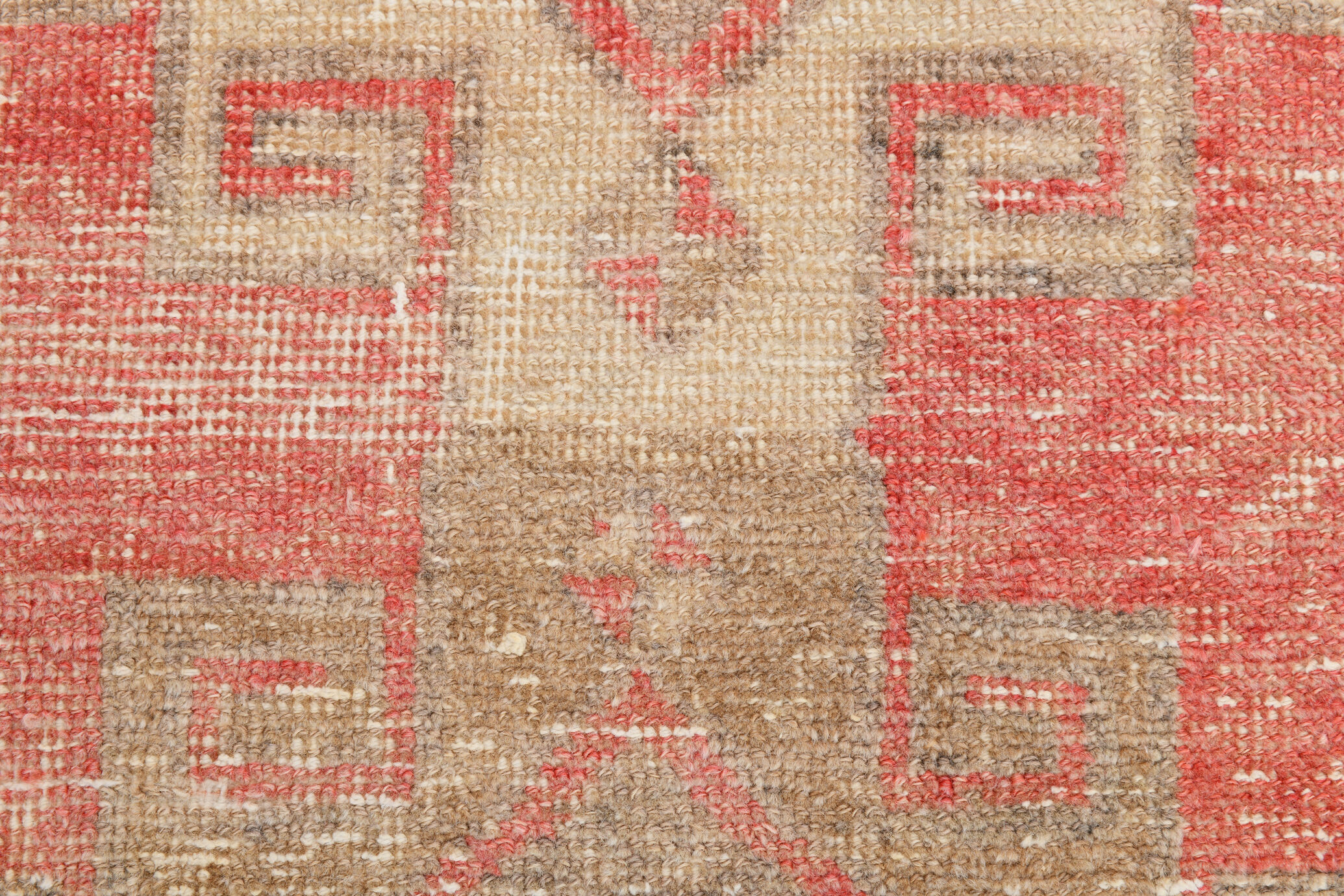 Red & beige vintage runner rug
