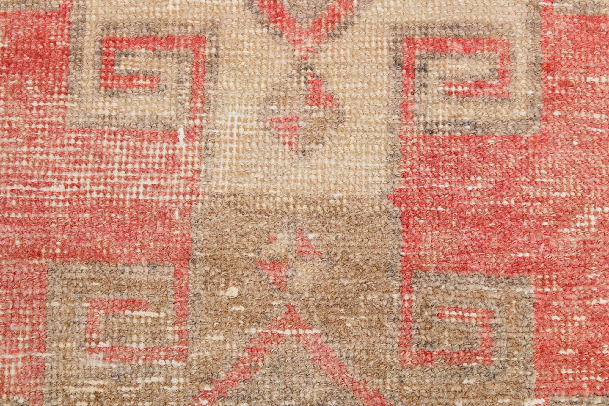 Red & beige vintage runner rug