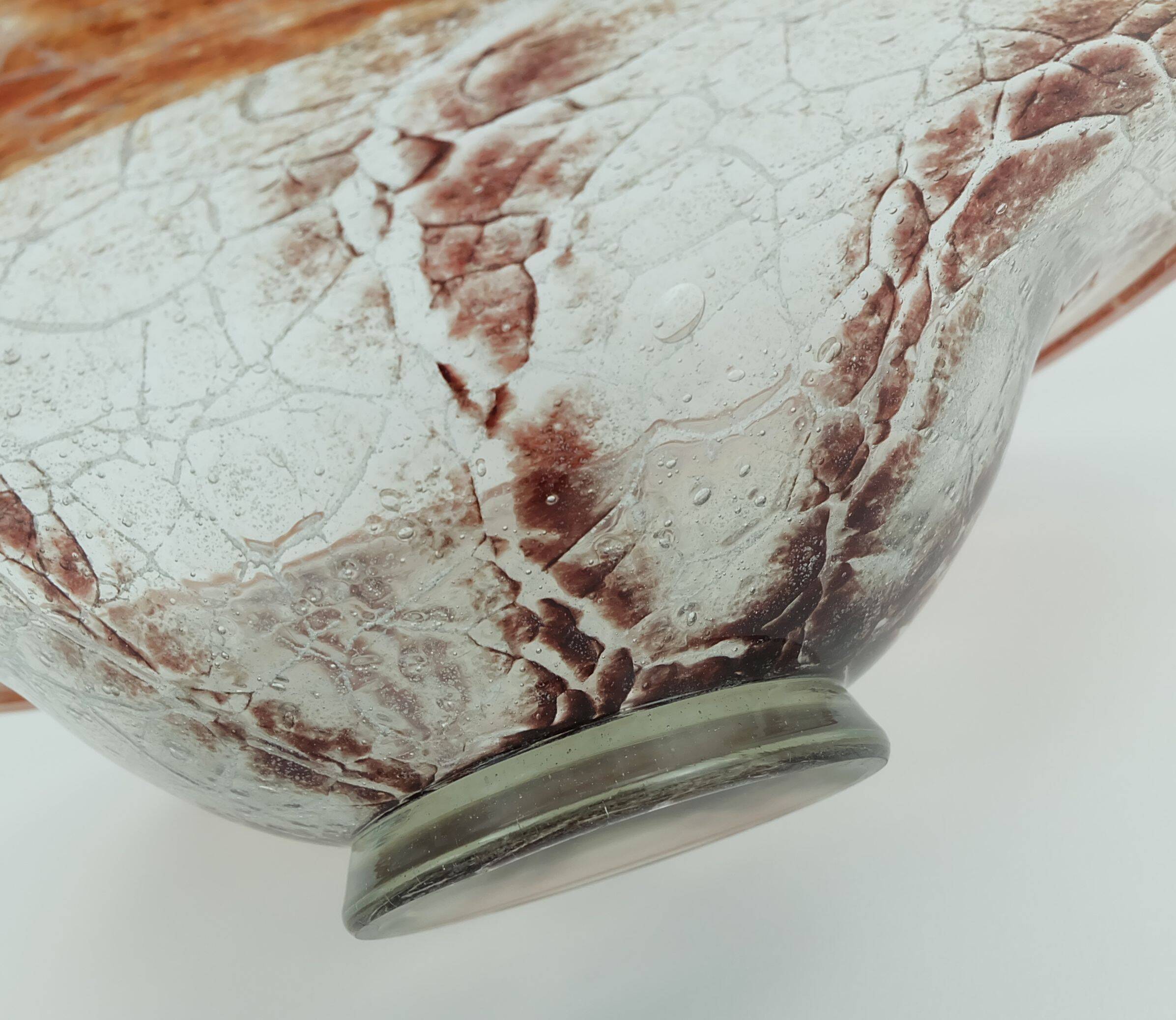 WMF art deco ikora glass BOWL karl wiedmann 1930s orange and dark red