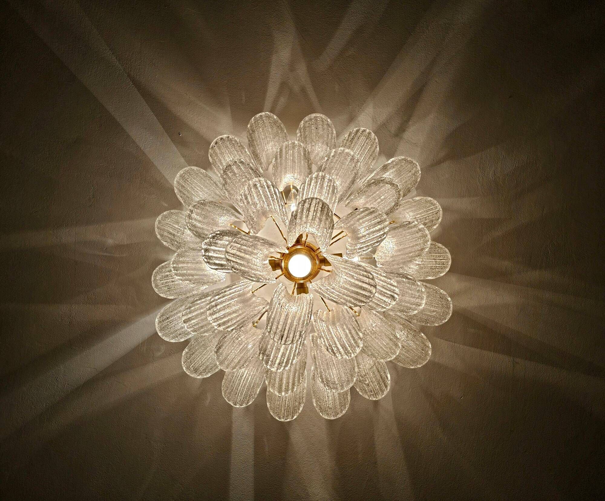 Grand petal chandelier Hollywood Regency in Murano glass from 1960.