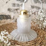Art Deco Portable Lamp, Linen Cable