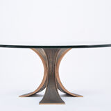 Vintage Brutalist Coffee Table Made of Bronze and Glass