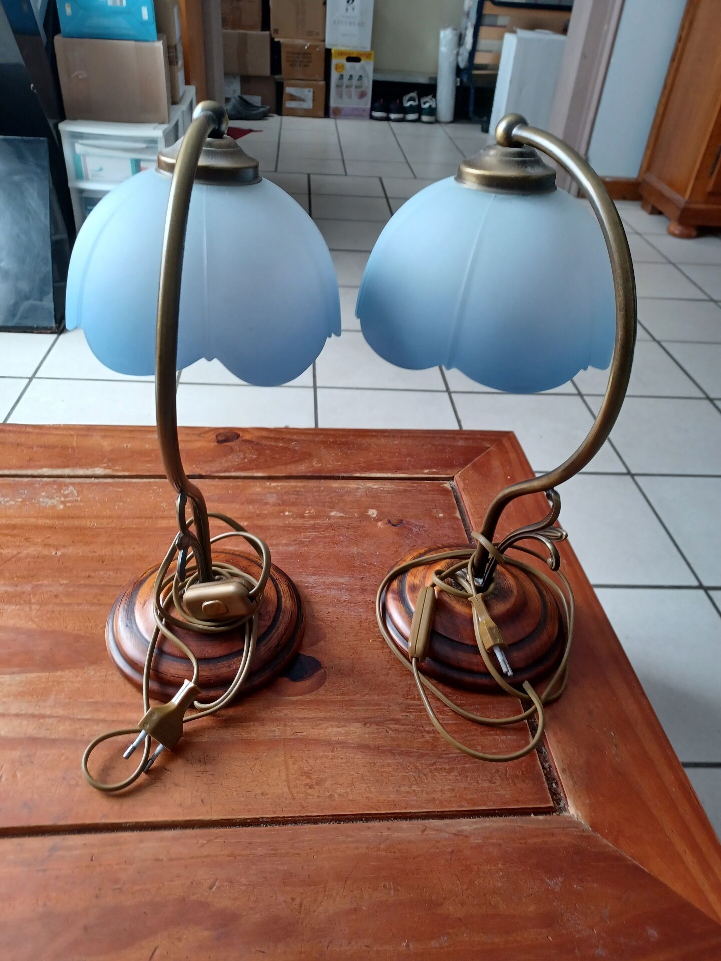 Set of 2 vintage goose neck lamps