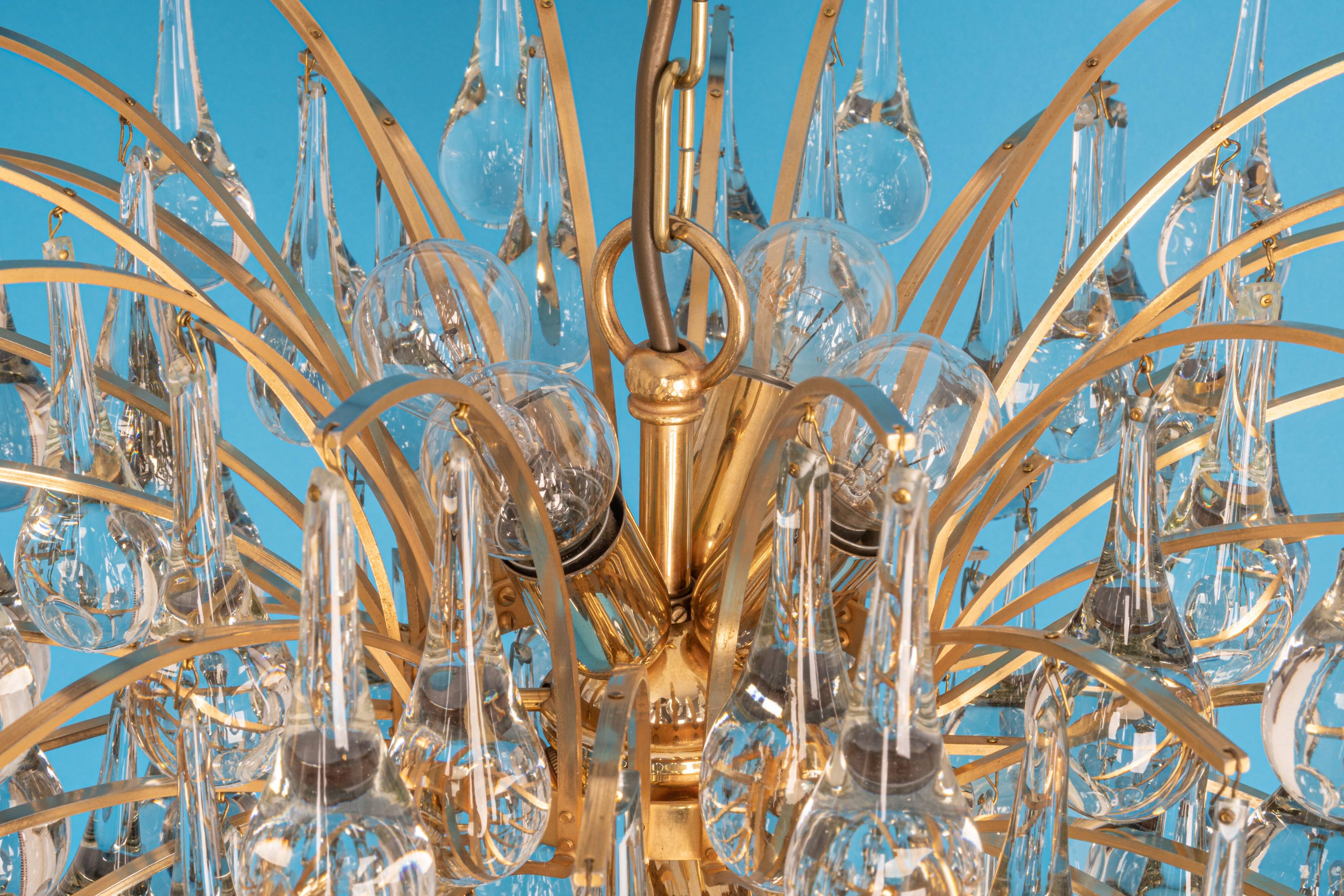 Murano glass drop-shaped chandelier, Christoph Palme, Germany, 1970s