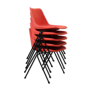 Lot de 5 chaises en plastique orange