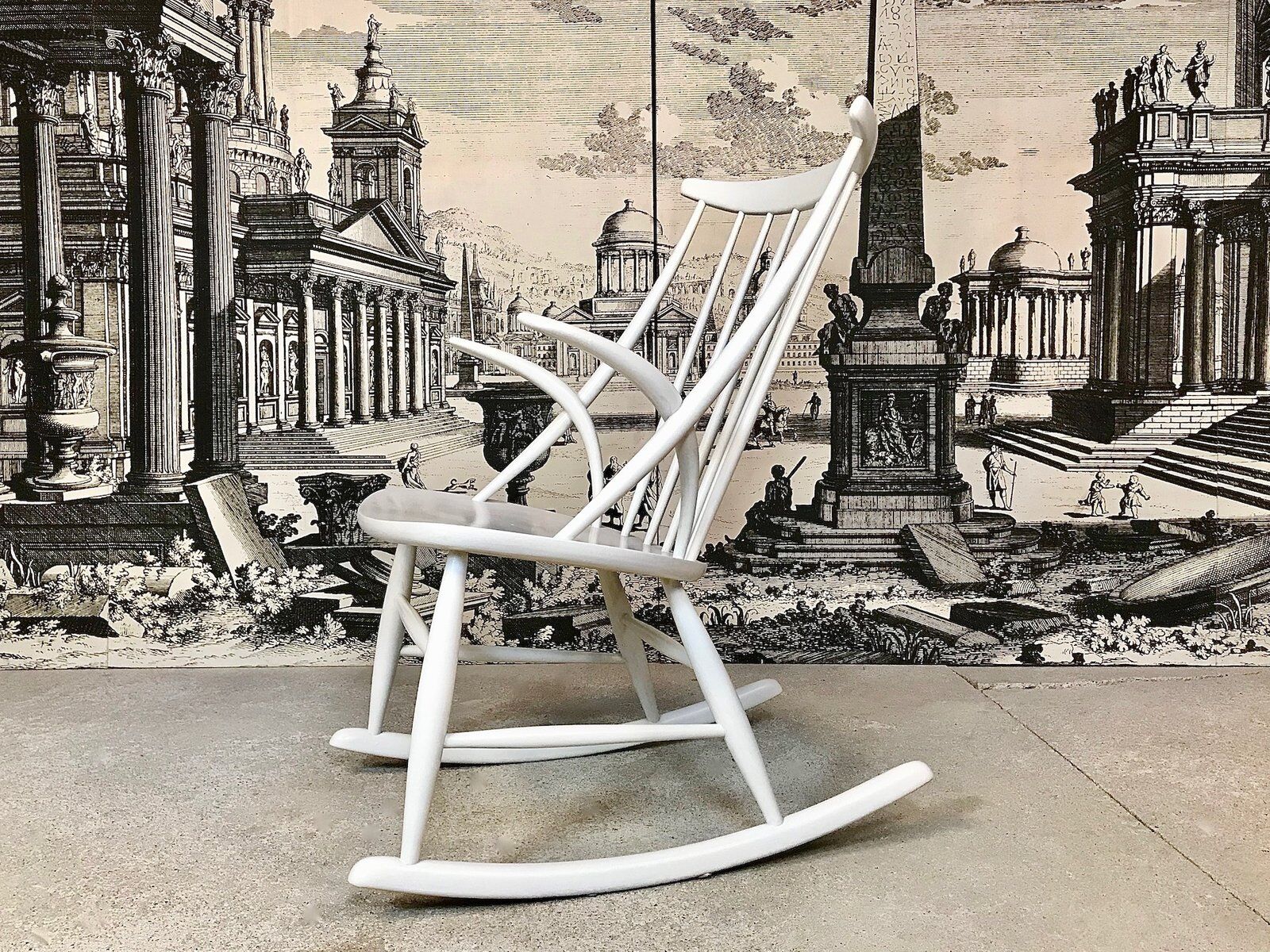 Wooden Rocking chair by Illum Wikkelsø for Niels Eilersen, Denmark 1950s