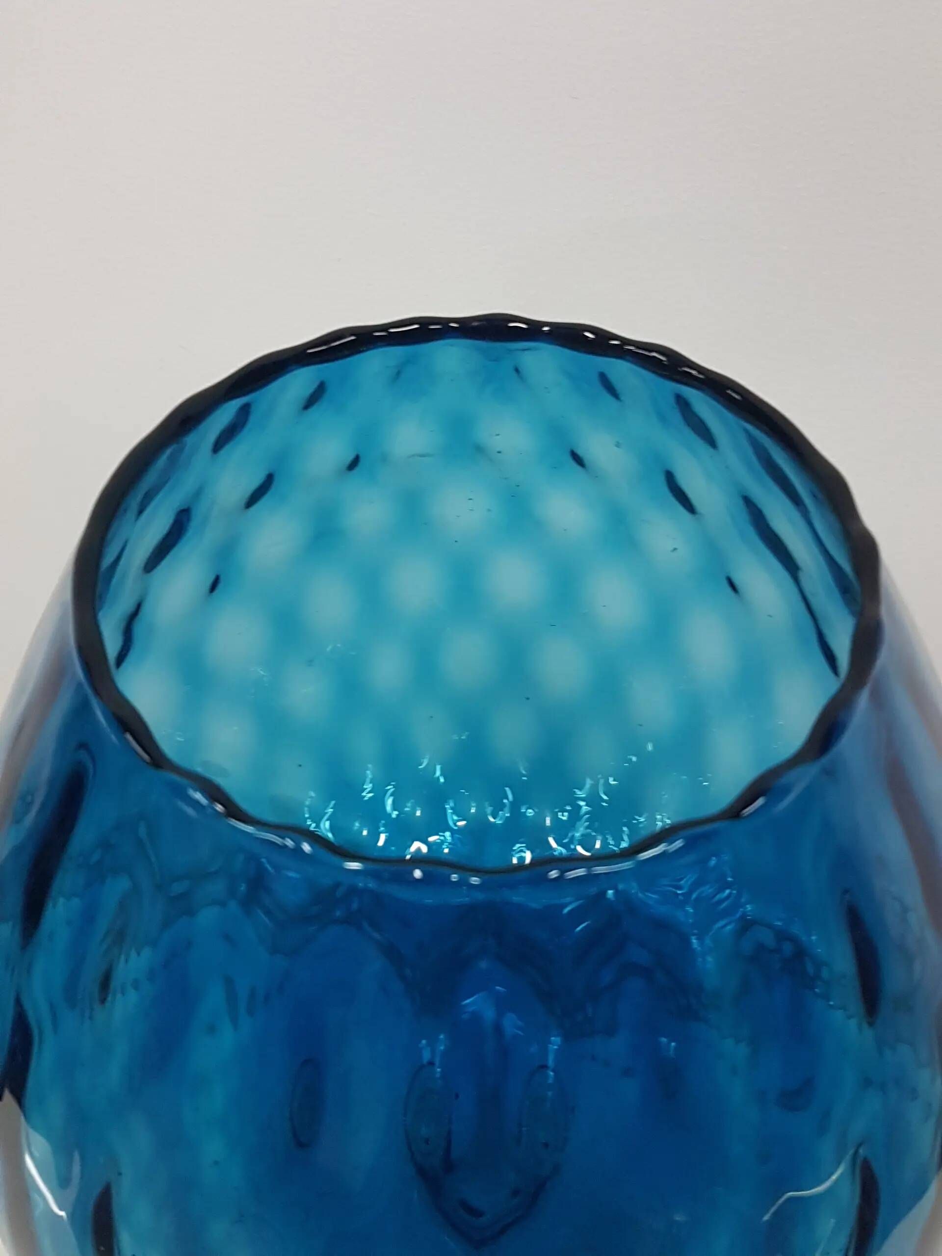 Blue-violet glass chalice vase, Italy, 1970s.