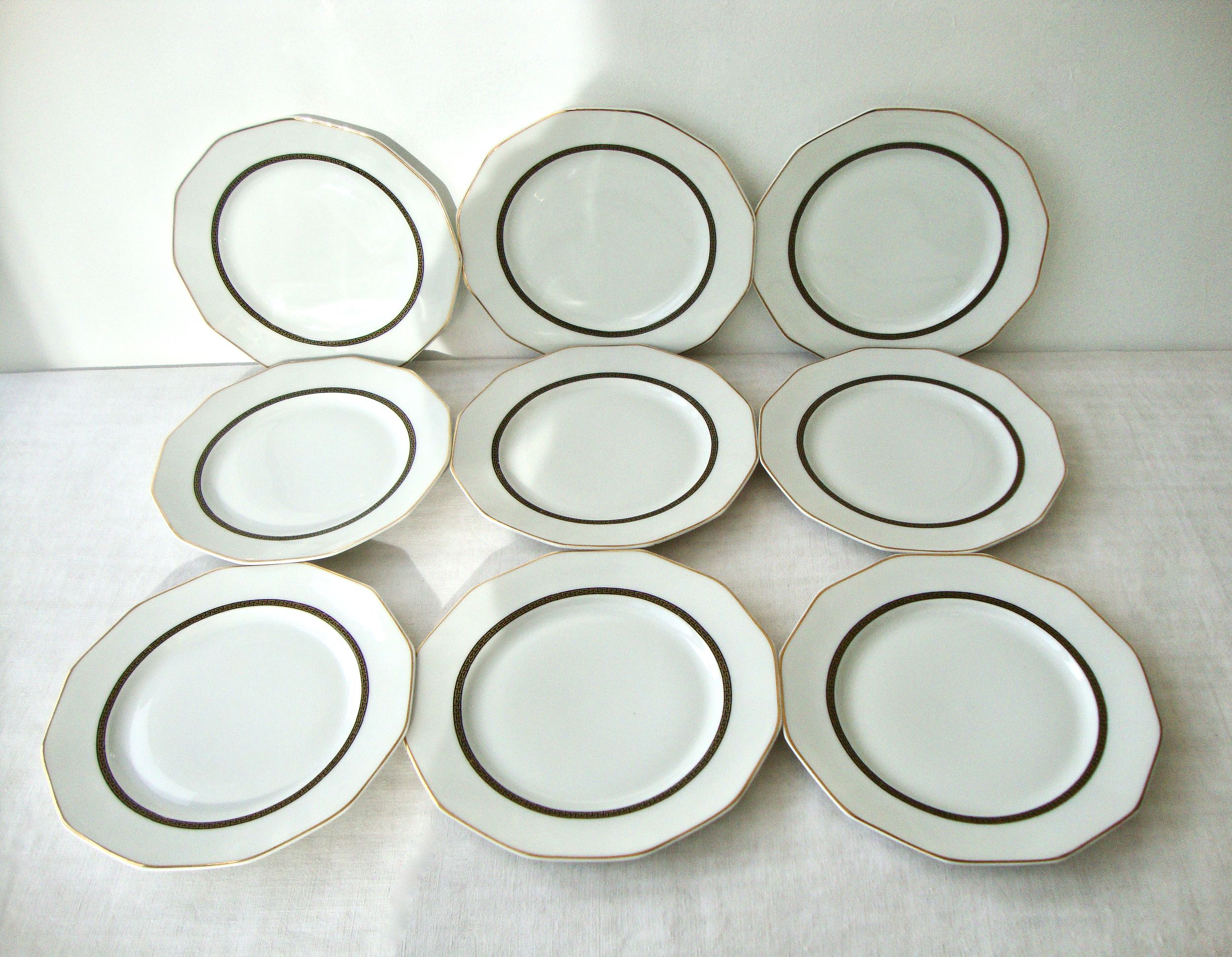 Set of 9 Limoges porcelain dessert plates