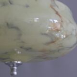 Suspension Art Déco, marbrée avec suspension chromée, années 1930