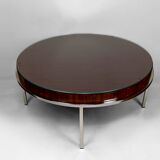Modernist Coffee Table – Chrome & Exotic Wood – Italy, Circa 1960-1970