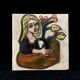 Painting tile in earthenware signed Jaqueline Bartre SANT VICENS CERAMIQUE 1970