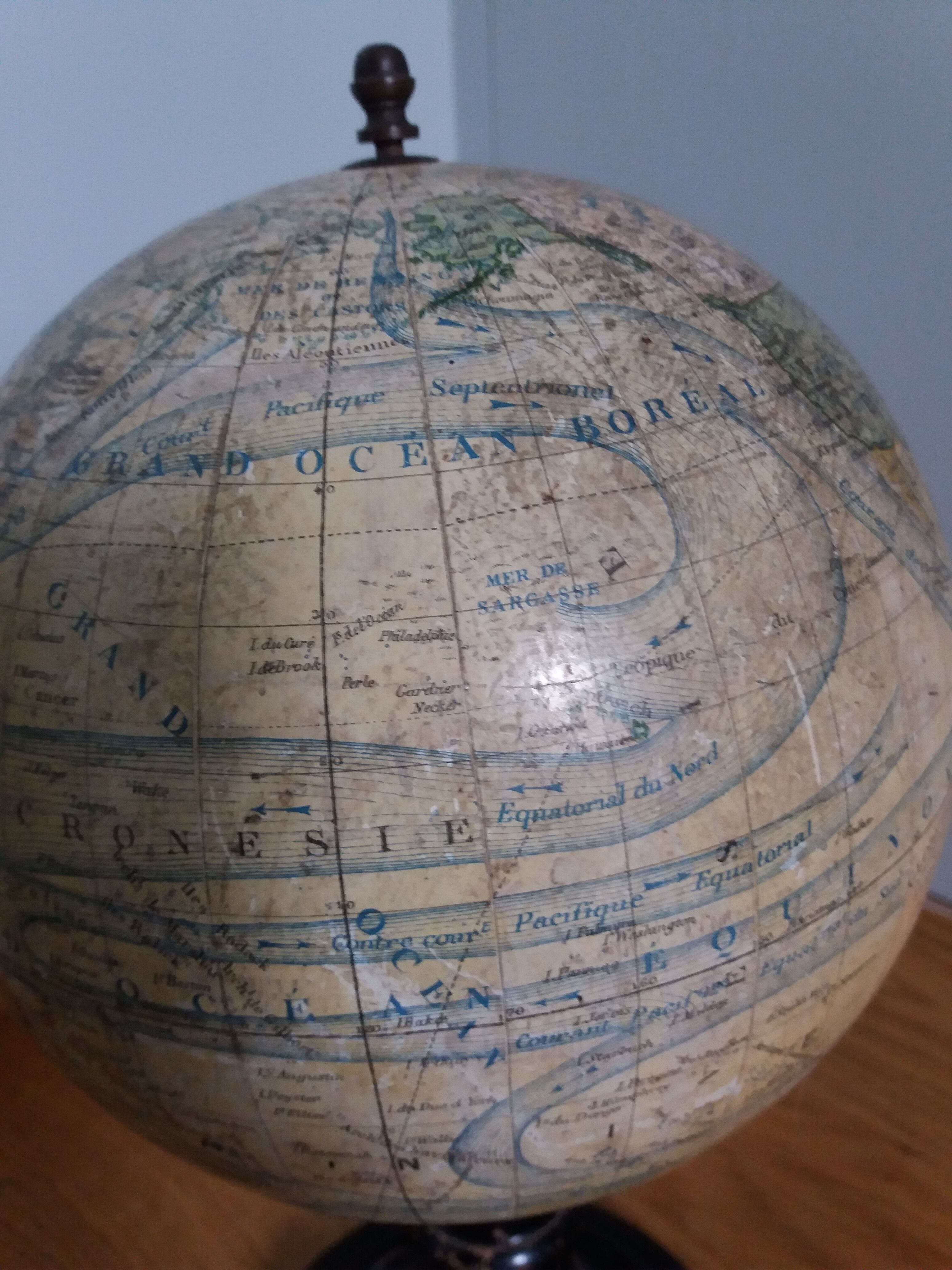 Lebegue 19th century Napoleon III world map globe