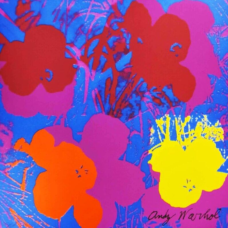 1980s Big Andy Warhol "Flowers" Purple Limited Edition Lithograph.