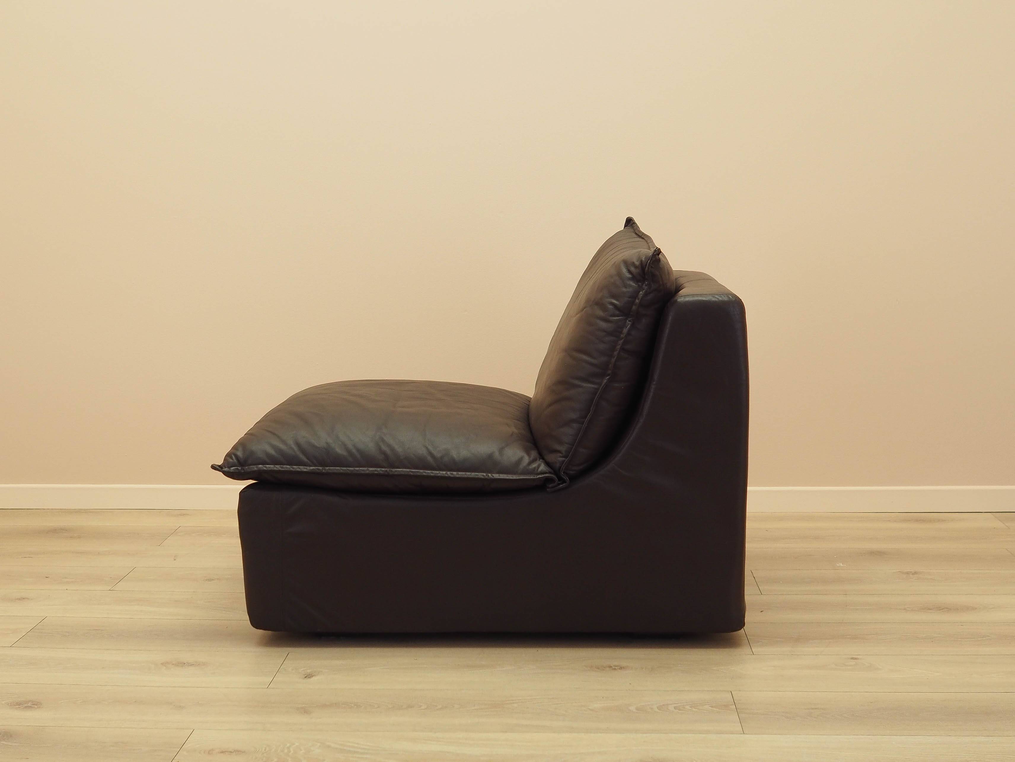 Brown leather armchair, Italian design, 1960s, production: Italy