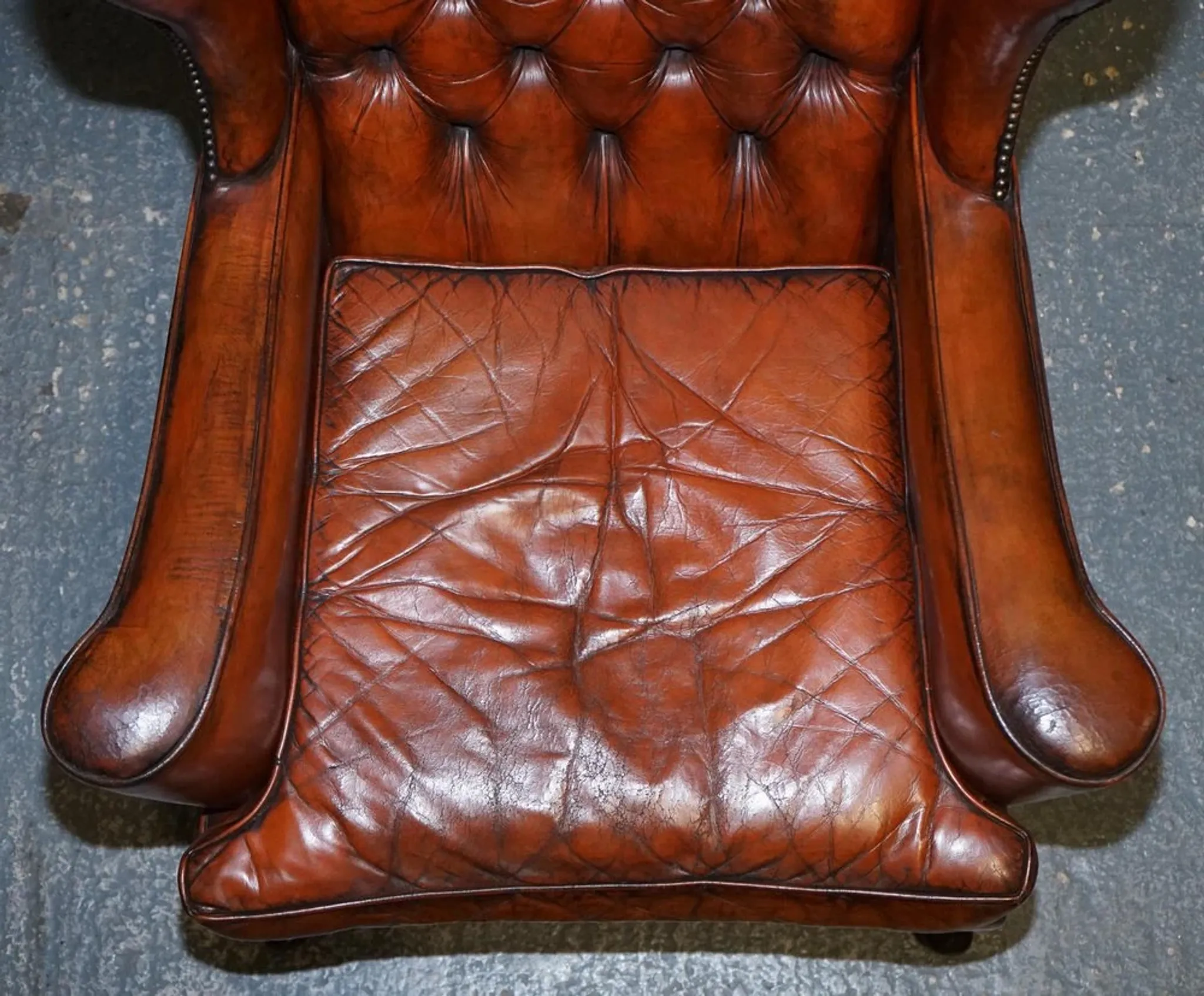 Chesterfield Wingback Armchairs with Flat Arms by William Morris, Set of 2