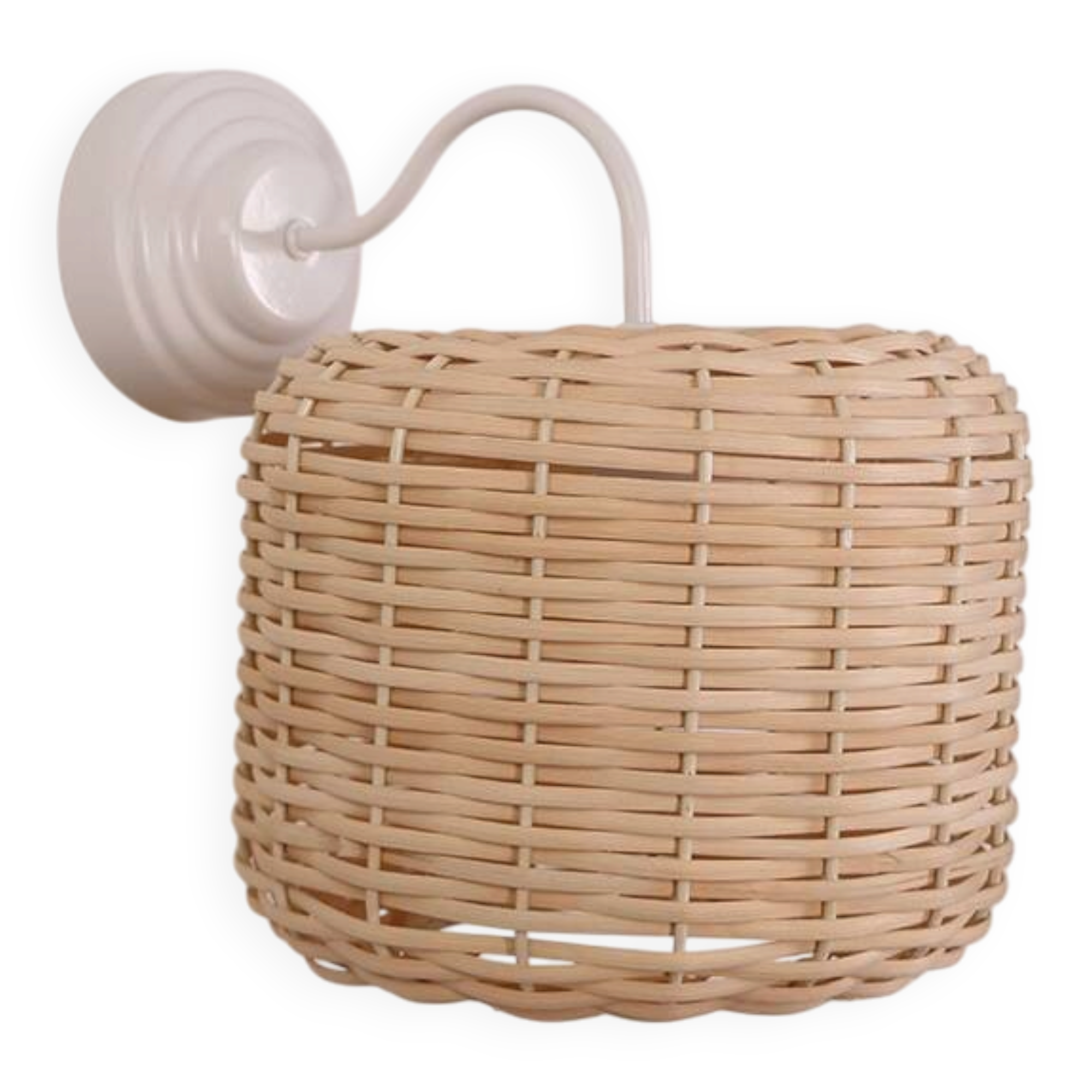 White & Beige Rattan Sconce Lamp 30x25Cm