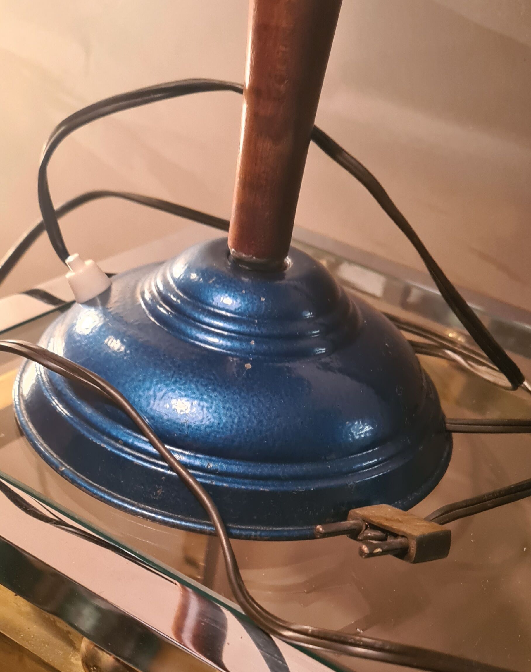 Lamp mushroom blue metal 1940