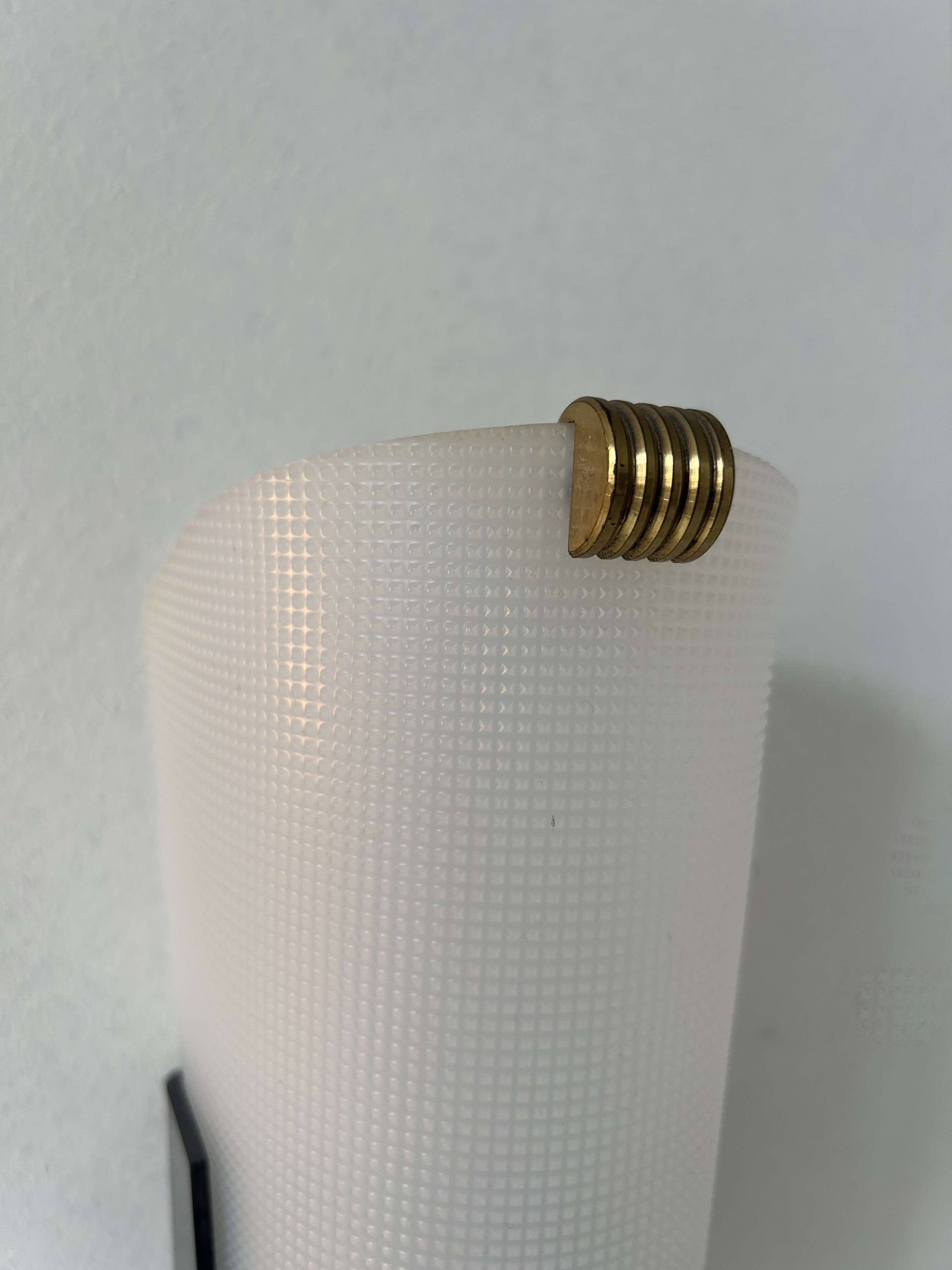 Pair of vintage brass and perspex wall lights, France 1960