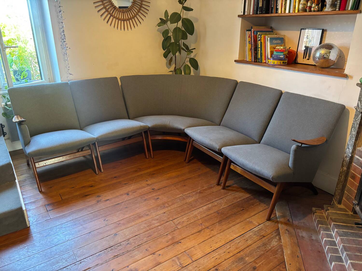 Vintage Scandinavian bench – Karl Sørlie & Sønner – restored, fabric