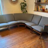 Vintage Scandinavian bench – Karl Sørlie & Sønner – restored, fabric