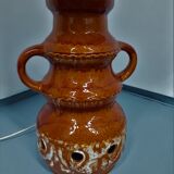 70s floor lamp with open ceramic foot and period lampshade