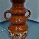 70s floor lamp with open ceramic foot and period lampshade