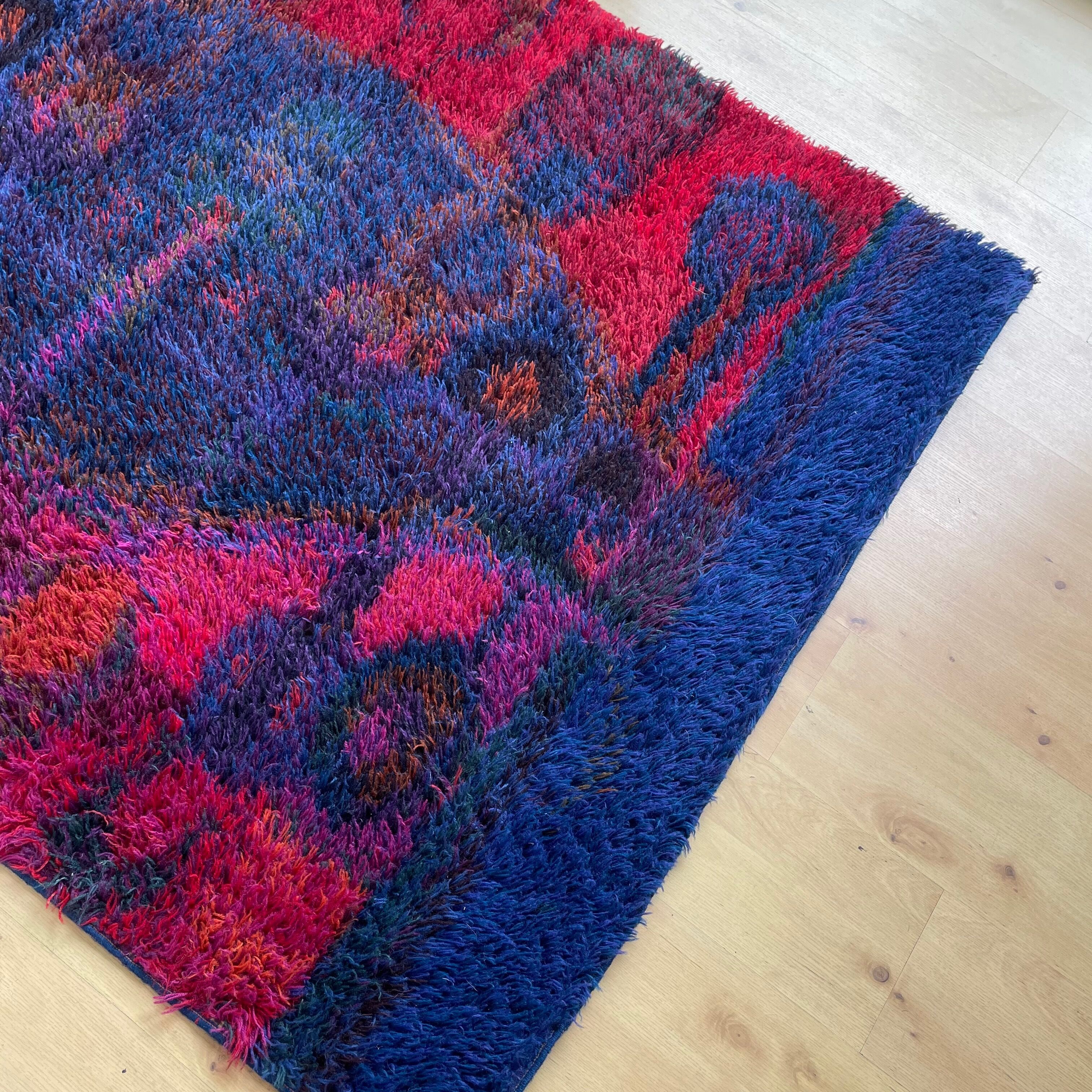 Original scandinavian rya rug by oili mäki for finnrya oy ab, finland